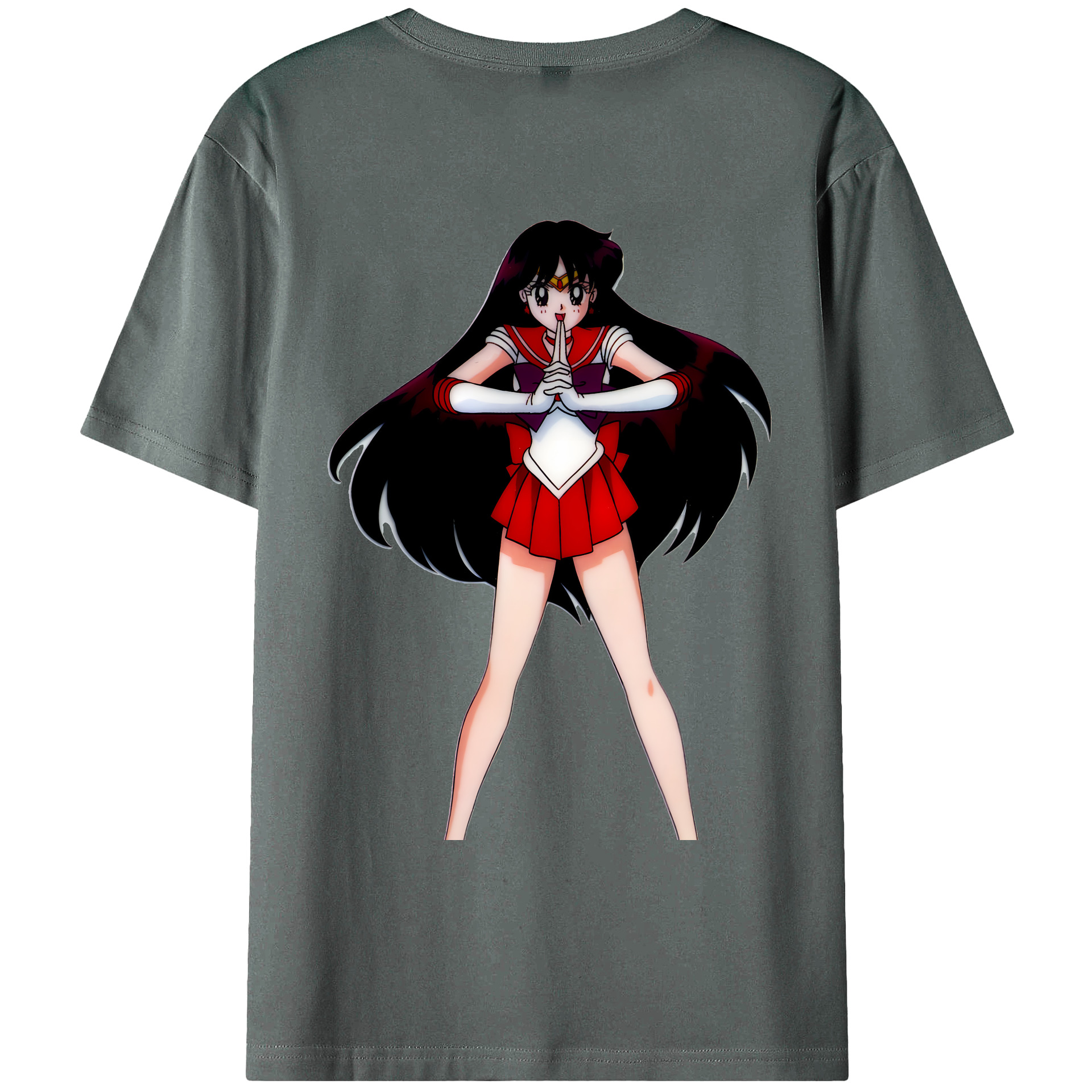 （画像用） 美少女戦士セーラームーン 火野レイ ひの レイ Sailor Moon Hino Rei （セーラーマーズ,Sailor Mars） 綿100％ メンズ半袖Tシャツ（バックプリント） 通気性